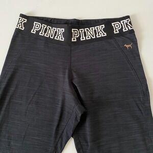 Victoria's‎ Secret Pink Womens  Leggings Size L Cropped Logo Activewear Gray